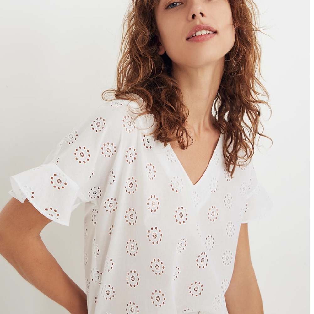Madewell Eyelet Sundrift Ruffle Top
